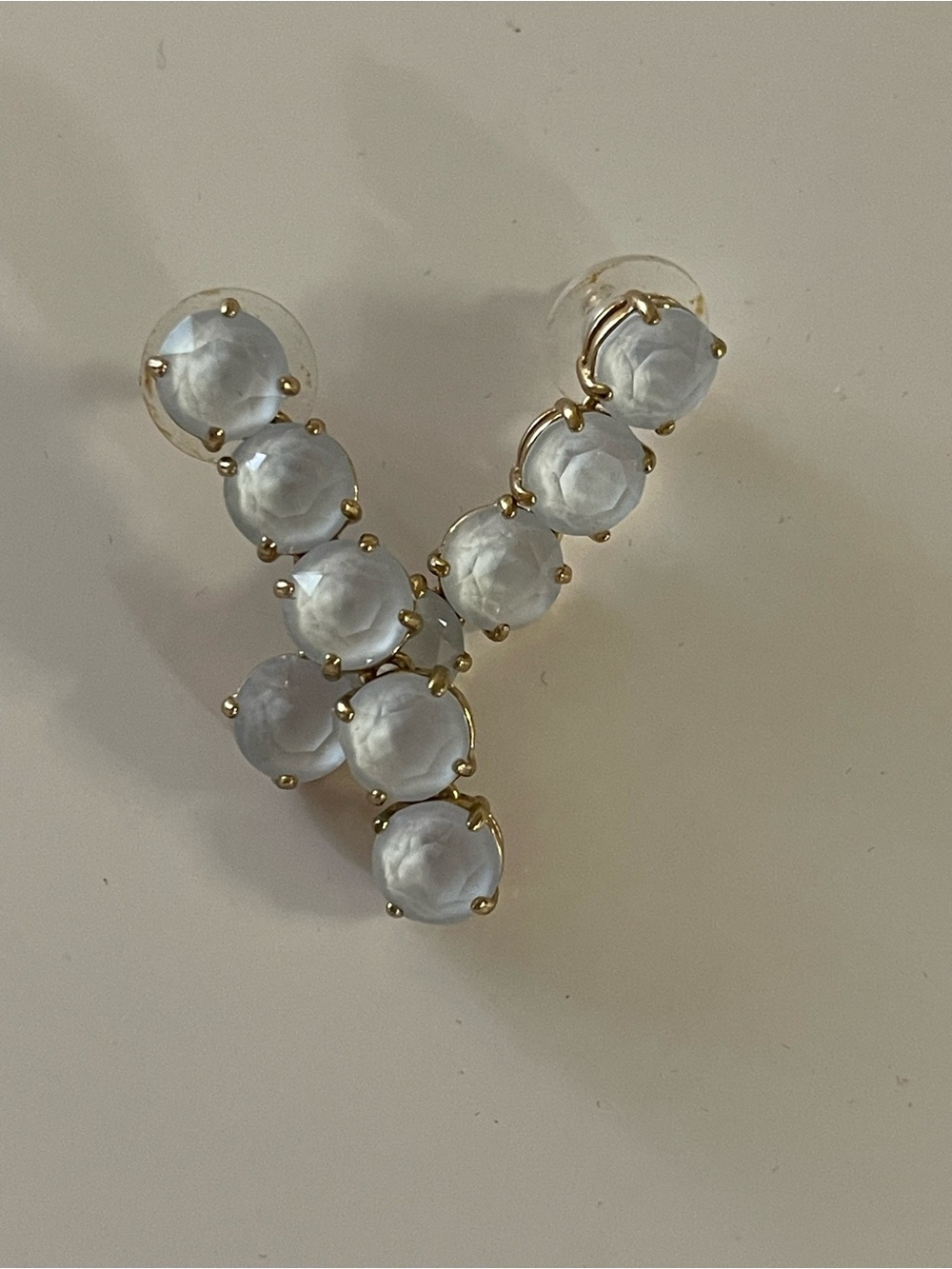 Gold and White Crystal Cluster Drop Earrings - Women Jewelry
